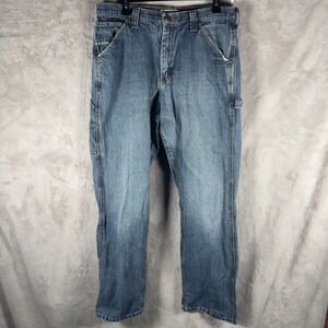 Vintage Lee Dungarees Mens Carpenter Jeans 34x32 Med Wash‎ Blue Denim Work